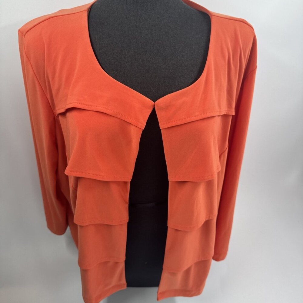 Julian Taylor Shrug Jacket Pleated Cardigan Womens 22W Orange Stretch Cropped